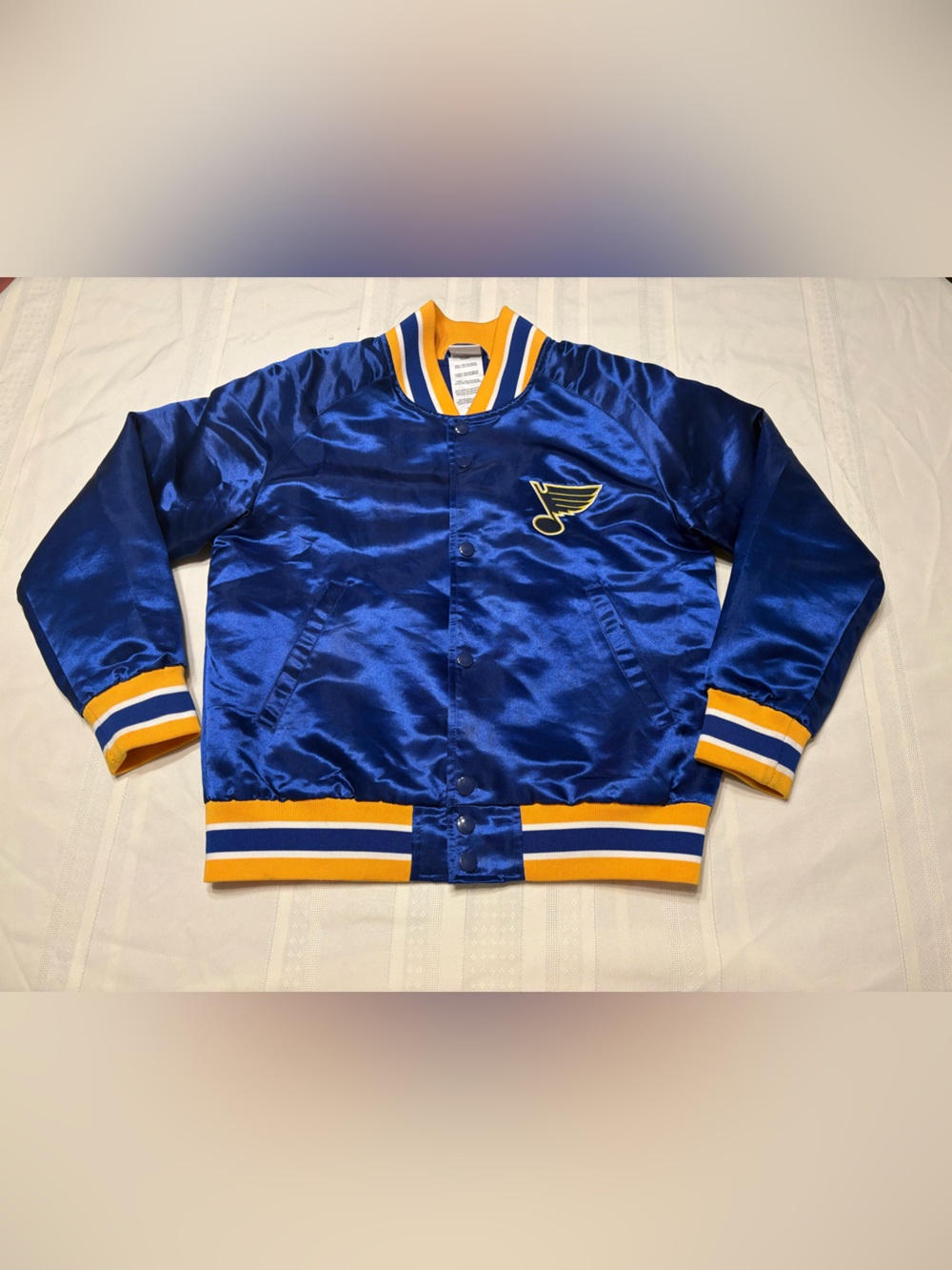 NHL Kids Satin Jacket in Royal Blue with Yellow Trim